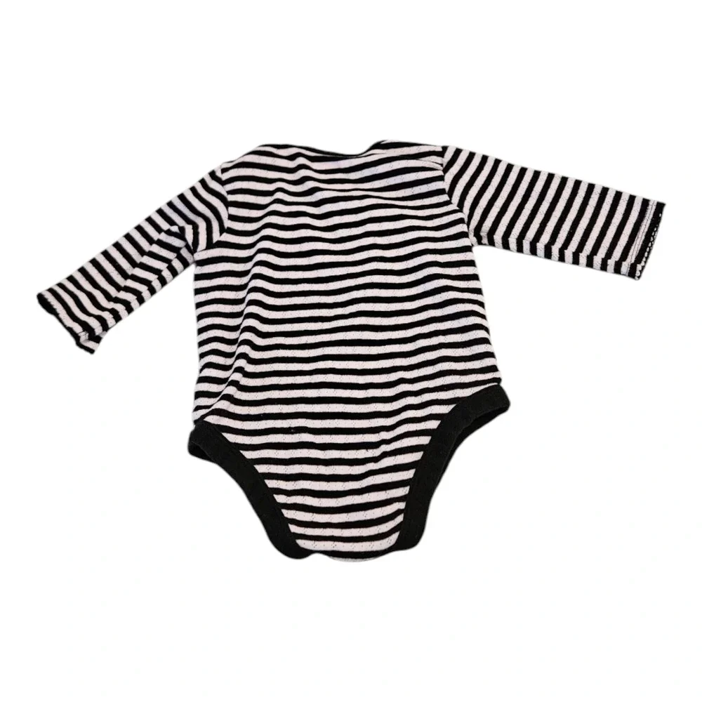 Garanimals Kids Size 6-9M Long Sleeve Black and White Striped Bodysuit